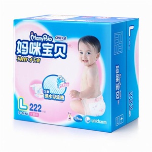 妈咪宝贝网络箱装瞬吸干爽纸尿裤L女222片