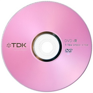 【当当销售配送】TDK DVD-R 16X 4.7GB 彩版红 50片桶装 刻录盘