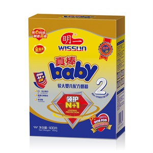 wissun 明一 真棒baby2段婴儿配方奶粉 400g 盒装