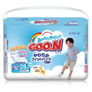 GOO.N 大王 柔软舒适拉拉裤（中包）男用 XXL(13--25KG)28片-日本同步