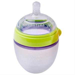Comotomo妈妈乳感硅胶奶瓶(150ML,绿色，奶嘴流量为一滴，适合0-3个月）