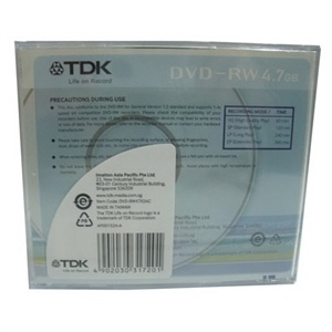 【当当销售配送】TDK DVD-RW 4X 4.7GB 台产 商务银盘5片一组 刻录盘