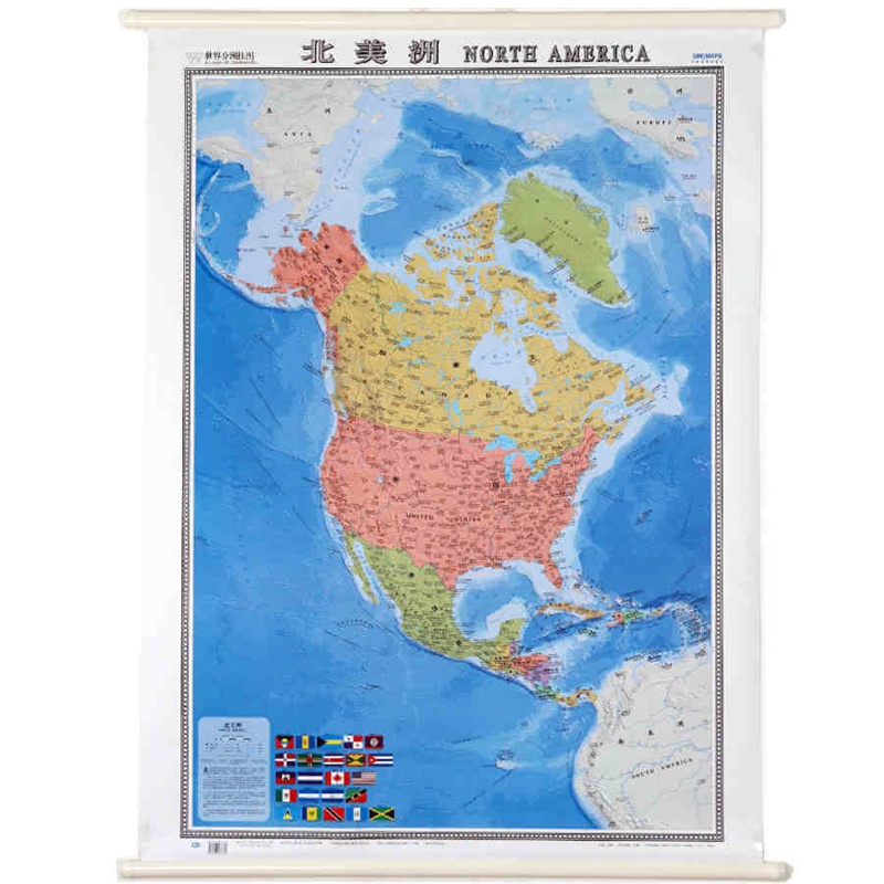 【威艾斯北美洲挂图办公文具】北美洲地图挂图