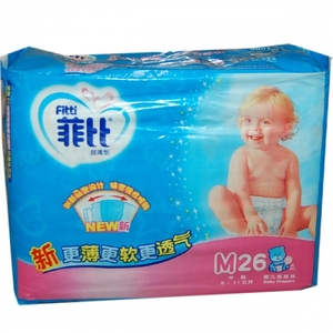 菲比经济装婴儿纸尿裤中码26片M