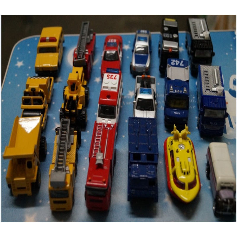 【合金小汽车套装儿童警车110消防车模型玩具