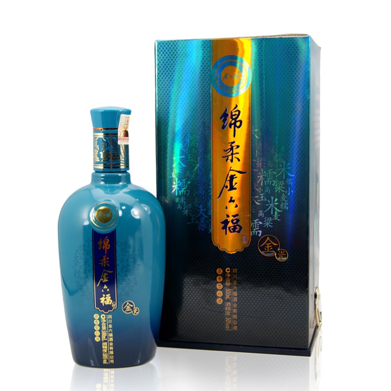 安久酒业 白酒 金六福 浓香型 金六福50度金瓷窖酒(孔雀蓝绵柔)500ml