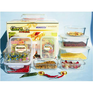韩国三光云彩玻璃保鲜盒GLASSLOCK保鲜盒 礼盒套装七件套GL33