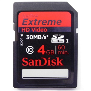 [当当销售配送]SanDisk 4GB 极速高清视频传输系列SDHC存储卡(Class10) 30MB/s