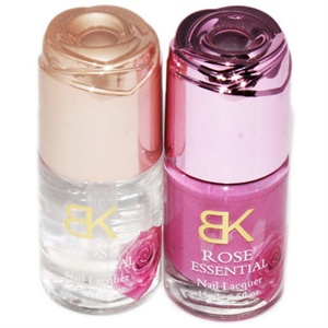 BK玫瑰精油指甲油58#幻影粉15ml+BK玫瑰精油指甲油03#亮油15ml 赠 美甲贴花一张 花样随机