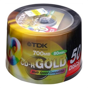 【当当销售配送】TDK CD-R80 52X 商务金盘 50片桶装 刻录盘