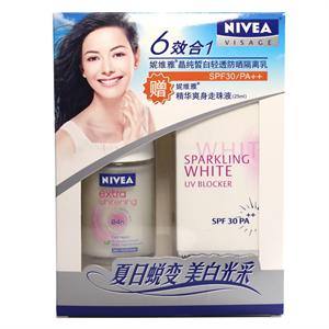 Nivea 妮维雅 晶纯皙白轻透防晒隔离乳促销装（妮维雅晶纯皙白轻透防晒隔离乳50ml+妮维雅精华爽身走珠液25ml)