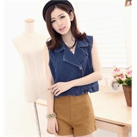 <em>2014年</em>夏季新款 <em>时尚</em>牛仔<em>马甲</em>外套<em>女</em>短背心女