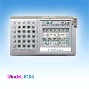 熊猫收音机6104 FM/MW/SW(1-2)全波段可接收校园广播 总代理直销