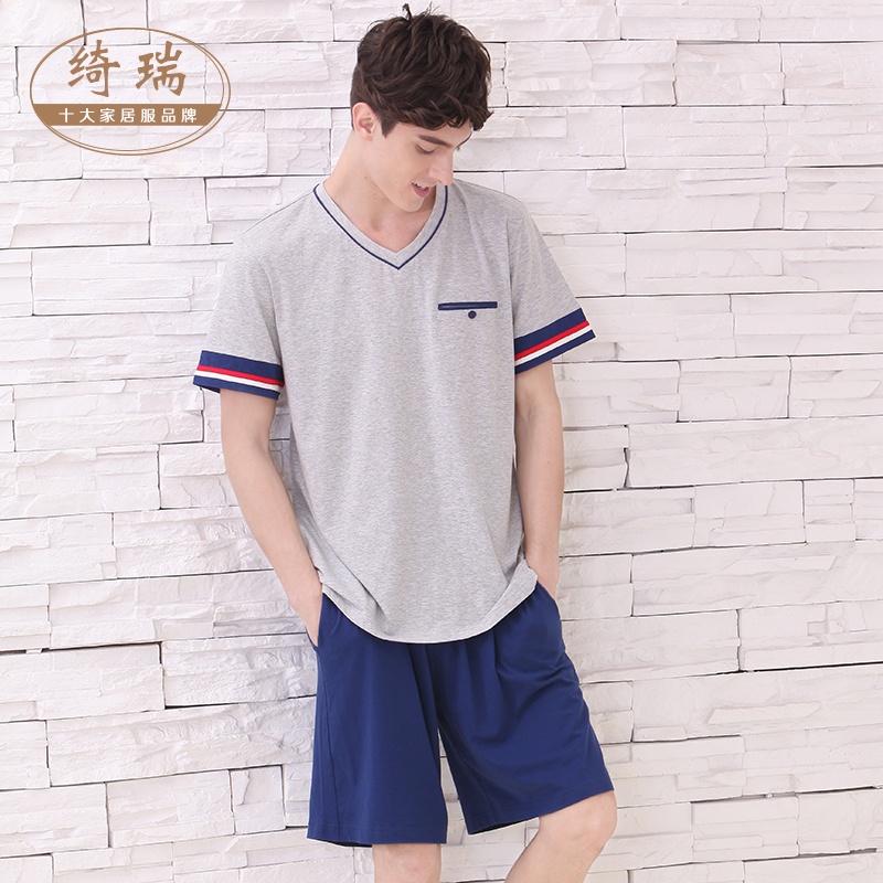 【绮瑞家居服 2013夏款<em>男士莫代尔</em>短袖<em>睡衣</em> 条