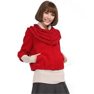 [当当自营] Incolor茵佳妮新冬优雅短款毛织边领子修身小毛呢