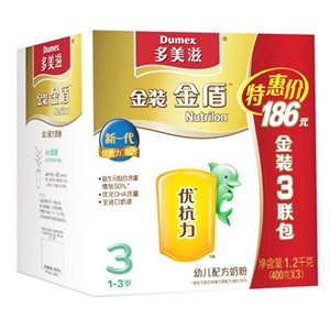 多美滋金装金盾3阶段幼儿配方奶粉3联包400g*3