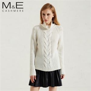 M&E纯羊绒衫 2015冬季新款 <em>高领</em>复古麻花手