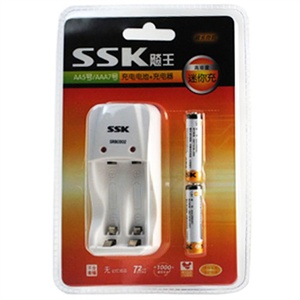 飚王SSK 高容量 迷你充充电器+5号电池*2节