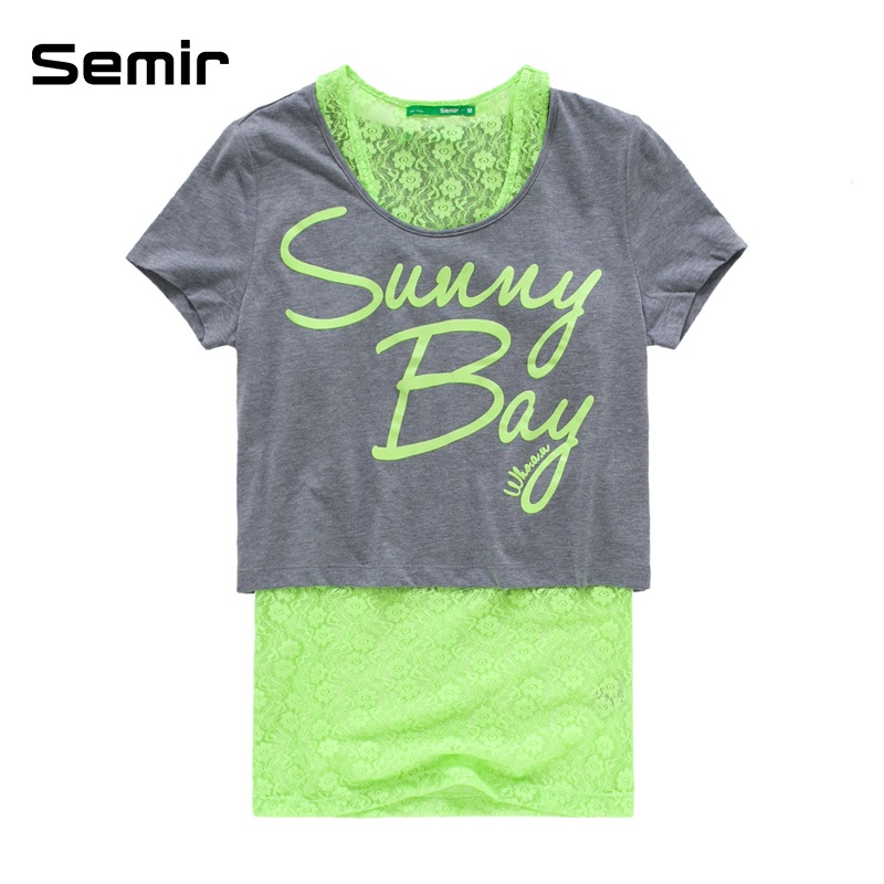 【<em>森马</em>2014<em>夏装</em>新款 <em>女装</em>t恤 两件套韩版圆领短