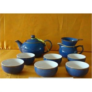 （包邮）苏氏浅蓝花釉小号茶具组 10头 75429