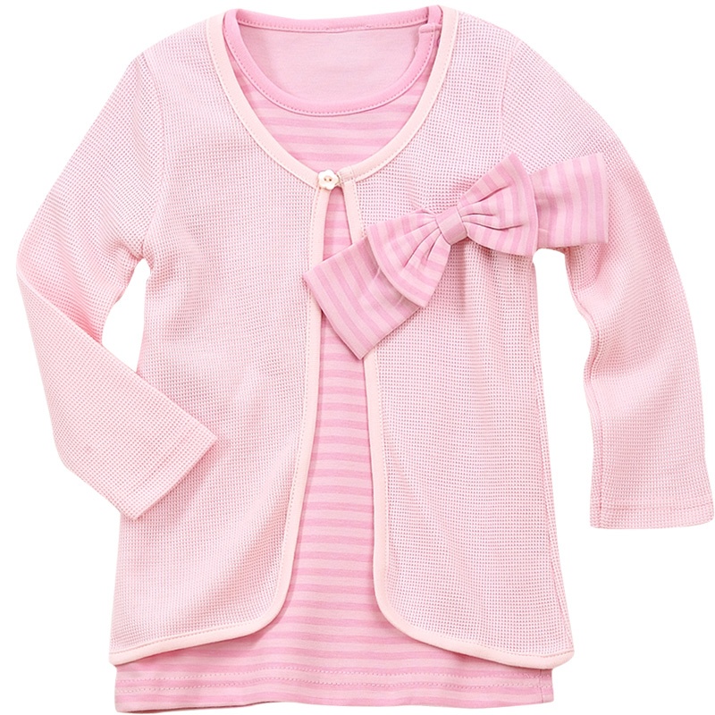 乐儿佳宝宝春秋装婴儿衣服 纯棉短袖t恤开衫套装婴幼儿外出服秋季女