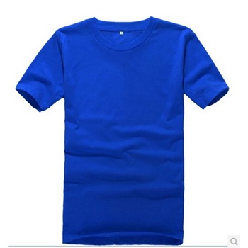 全棉圆领广告衫 高品质纯棉光板短袖t恤文化衫 班服团队定制_宝蓝色