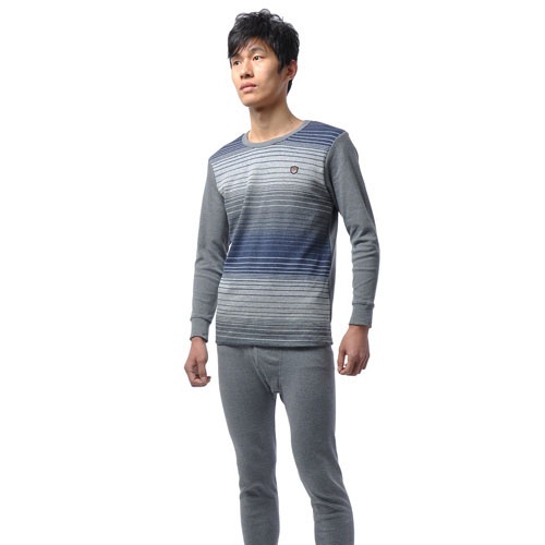 悦香 英伦传奇精梳棉男士聚热加厚暖衣套装浅灰色xl码